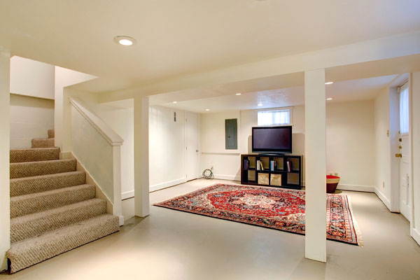 image of a finished basement with insulation