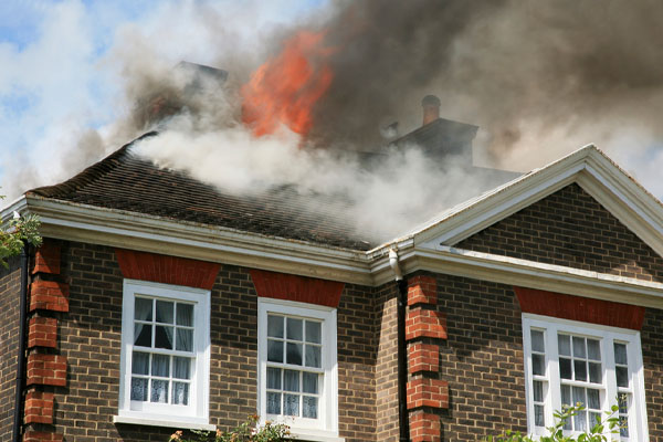 image of a house fire depicting spray foam flammability