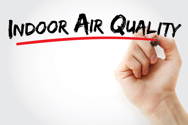 image of the words indoor air quality depicting off gassing spray foam insulation
