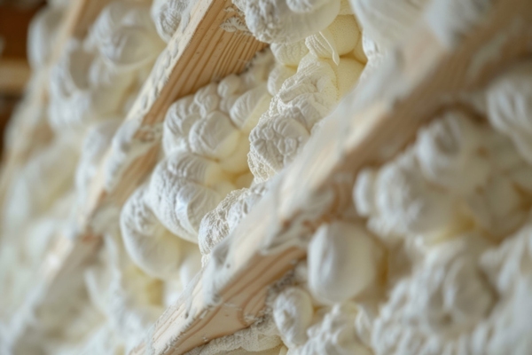 close up view of spray foam insulation