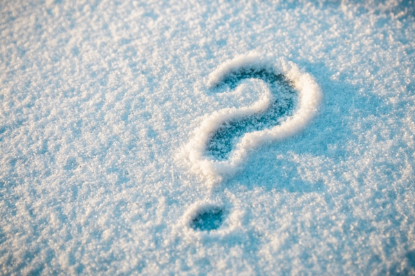 Question mark drawn on snow depicting FAQs about Winter Insulation