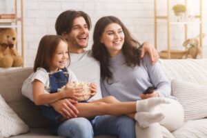 family in a cozy living room depicting an airtight home