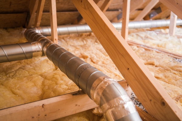 image of an attic insulation with ductwork
