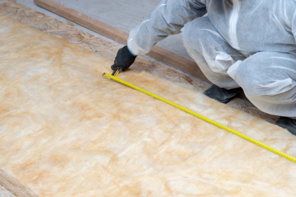 professional worker installing home insulation