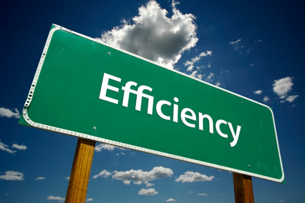 Efficiency Green Road Sign on Clouds