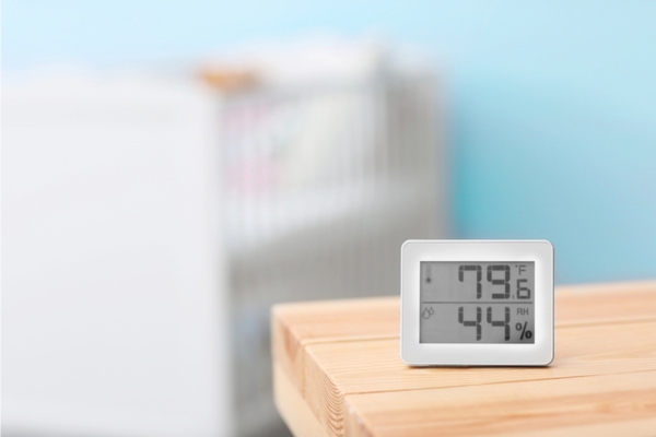digital thermometer and hygrometer measuring temperature and humidity