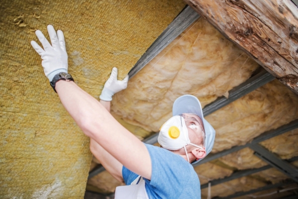 professional worker assessing a client's home insulation