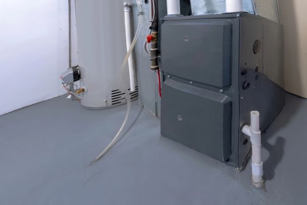 residential furnace in a basement