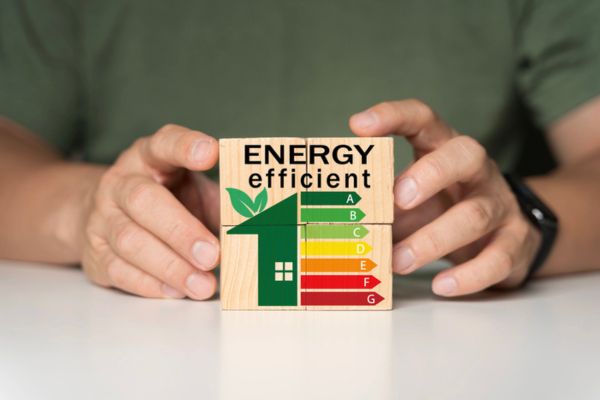 wooden puzzle with energy efficiency meter depicting AFUE and AFUE2